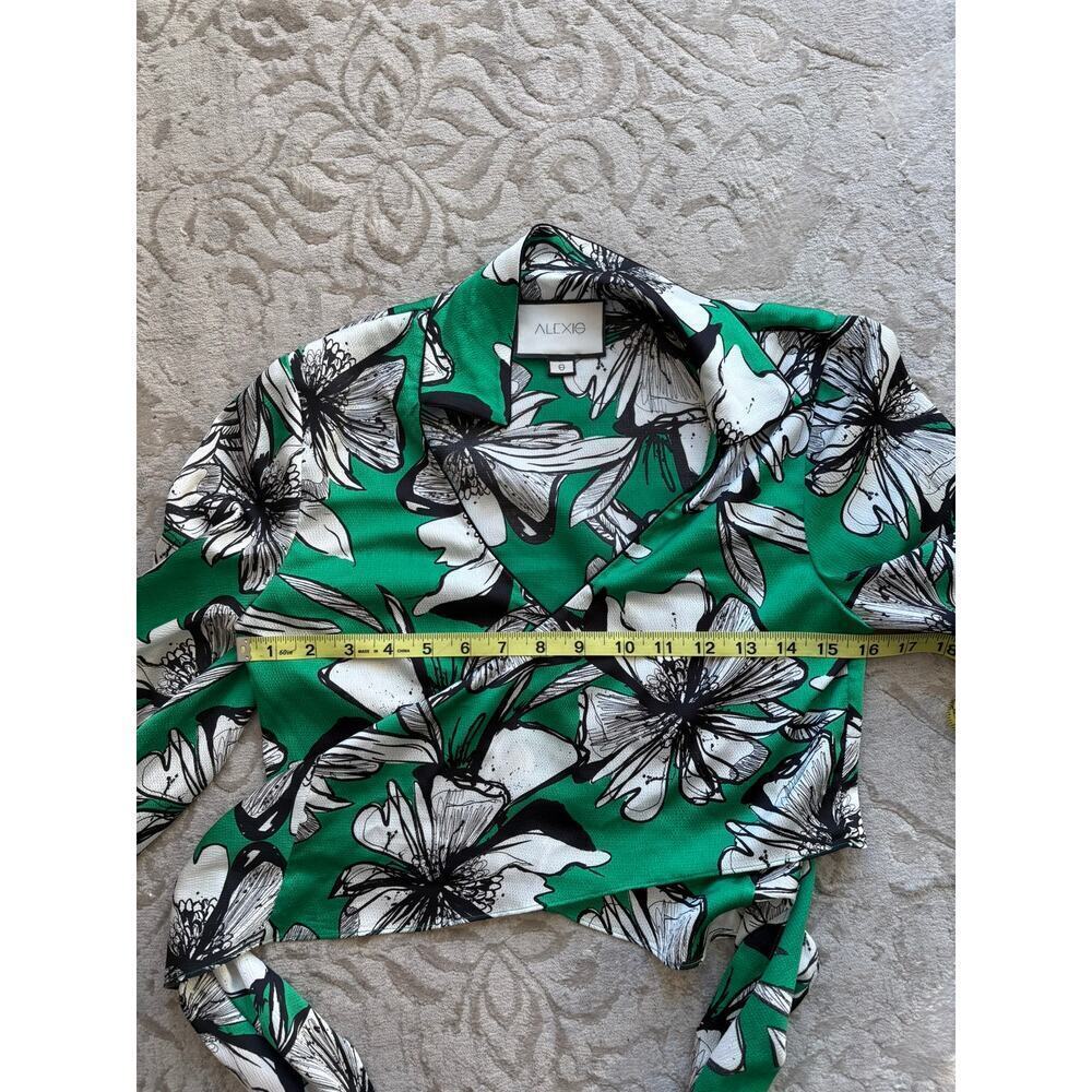 Alexis Floral Wrap Top & Midi Skirt Set Green White Print Women’s Large Resort - Picture 9 of 10